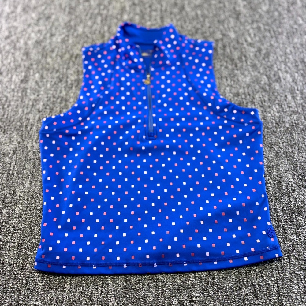 Lilly Pulitzer Luxletic Squared Top Women Large Royal Blue Quarter Zip Mock Neck